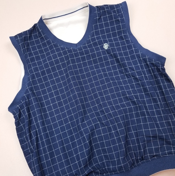 VTG 90's 00's Golf Reversible Tan / Navy Blue Chec - Picture 8 of 10